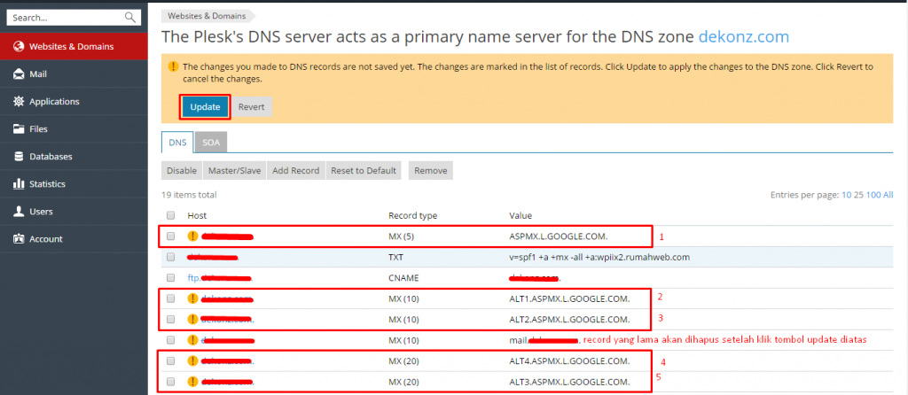 Cara Setting Email (MX) ke Layanan Google Suite dari Hosting Plesk